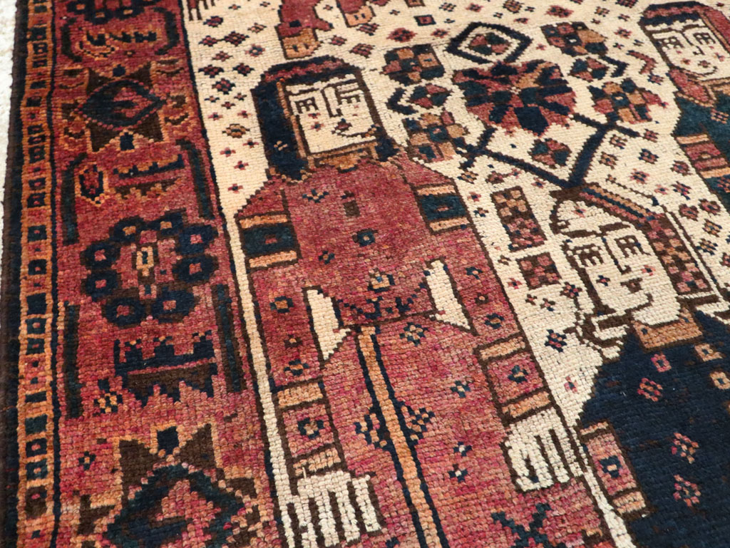 Vintage Persian Pictorial Bakhtiari Runner, No.28357 - Staging