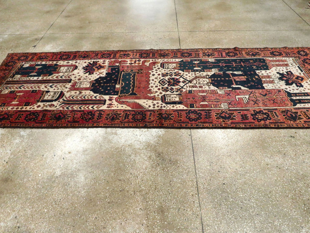 Vintage Persian Pictorial Bakhtiari Runner, No.28357 - Staging