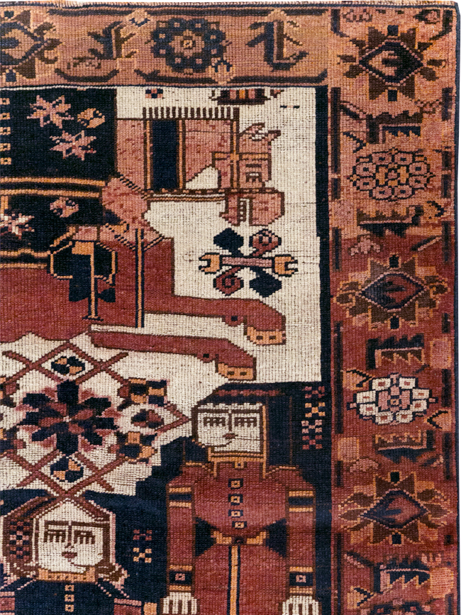 Vintage Persian Bakhtiari Pictorial Rug, No.28358 - Staging