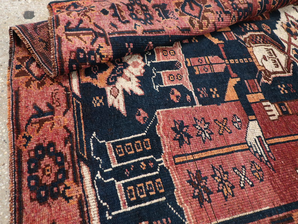 Vintage Persian Bakhtiari Pictorial Rug, No.28358 - Staging