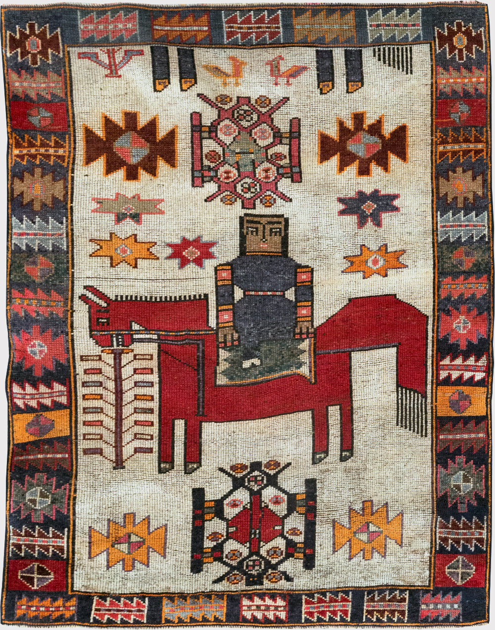 Vintage Persian Bakhtiari Rug, No.28361 - Staging