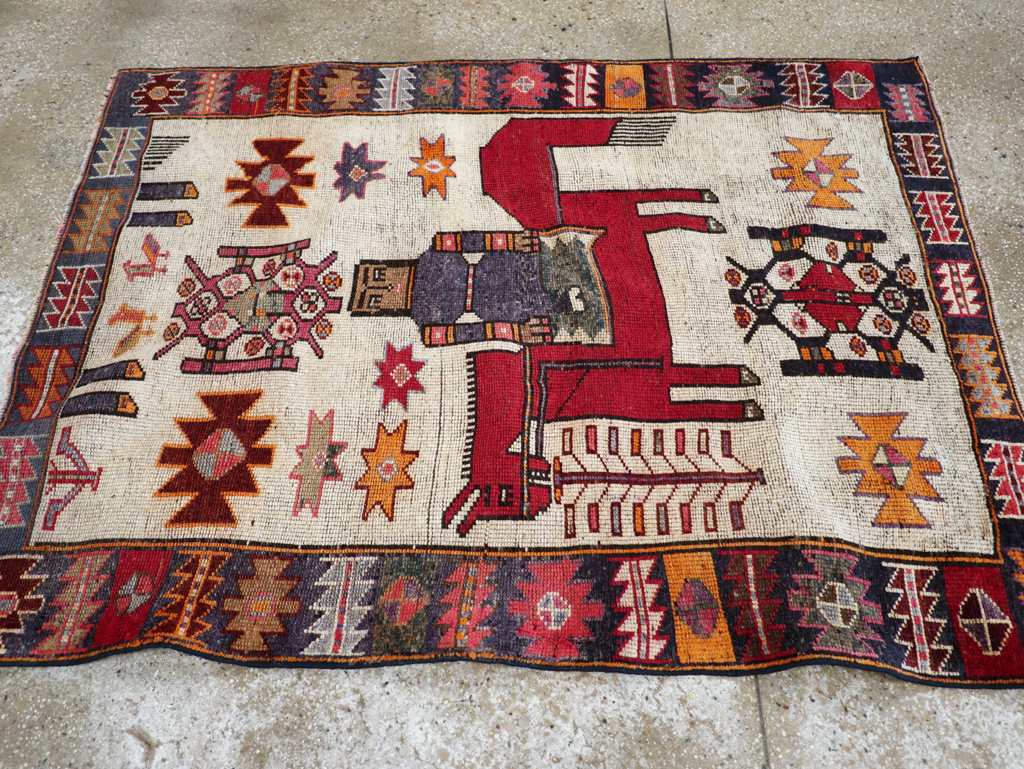 Vintage Persian Bakhtiari Rug, No.28361 - Staging