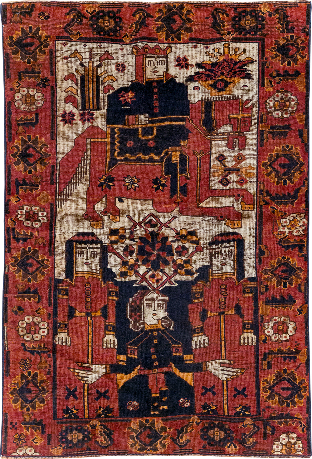 Vintage Persian Bakhtiari Rug, No.28362 - Staging