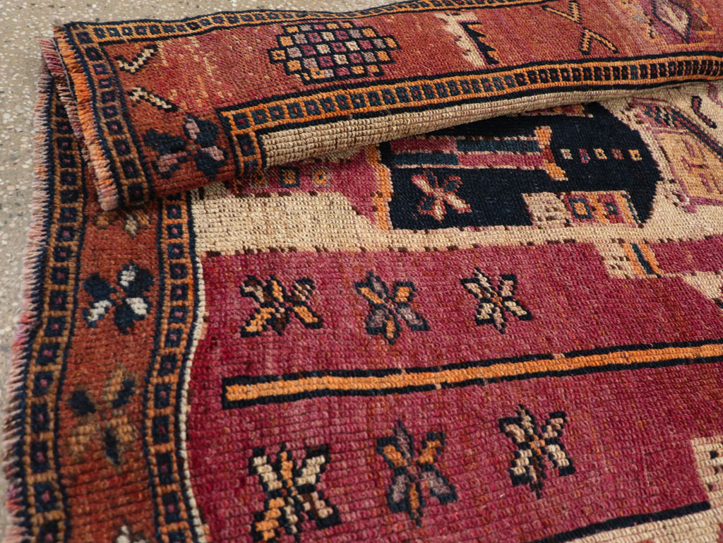 Vintage Persian Pictorial Bakhtiari Tribal Accent Rug, No.28366 - Staging