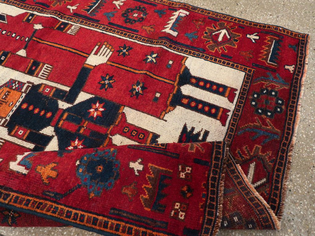 Vintage Persian Bakhtiari Pictorial Rug, No.28367 - Staging
