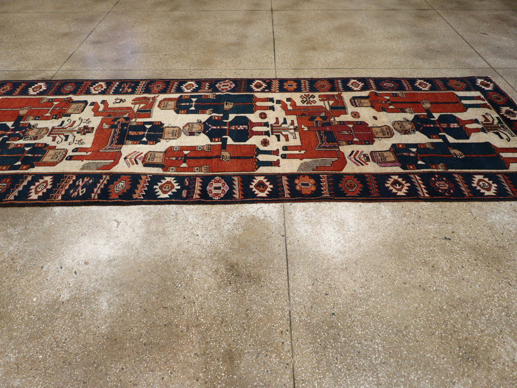 Vintage Persian Bakhtiari Pictoral Rug, No.28368 - Staging