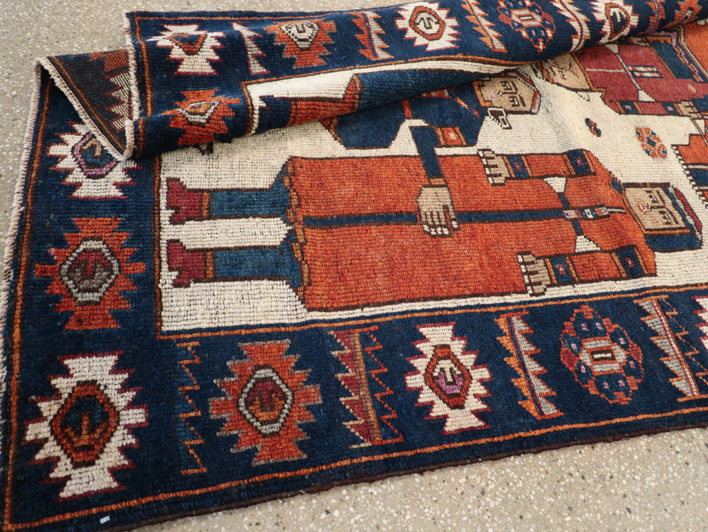 Vintage Persian Bakhtiari Pictoral Rug, No.28368 - Staging