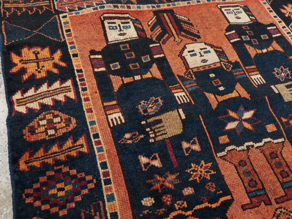 Vintage Persian Bakhtiari Pictorial Rug, No.28369 - Staging