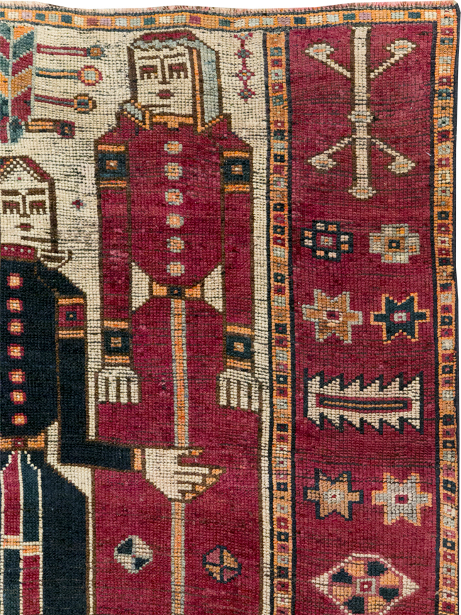 Vintage Persian Bakhtiari Pictorial Rug, No.28370 - Staging