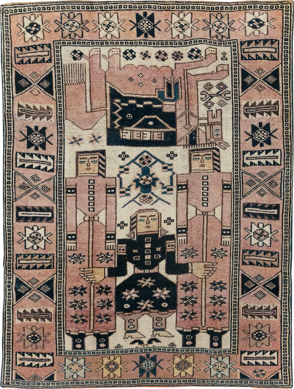 Vintage Persian Bakhtiari Rug, No.28371 - Staging