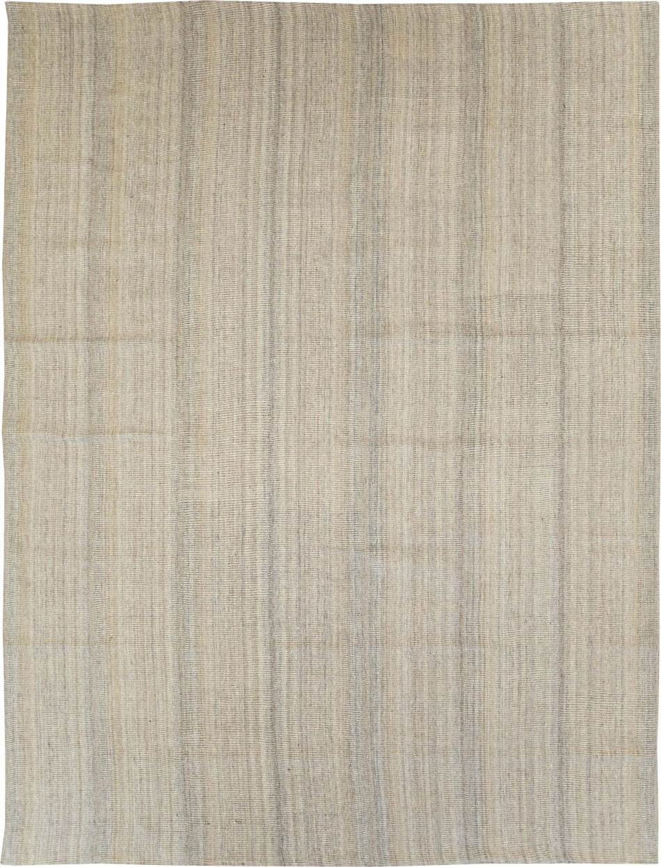 Vintage Persian Room Size Flatweave Rug, No.28373 - Staging