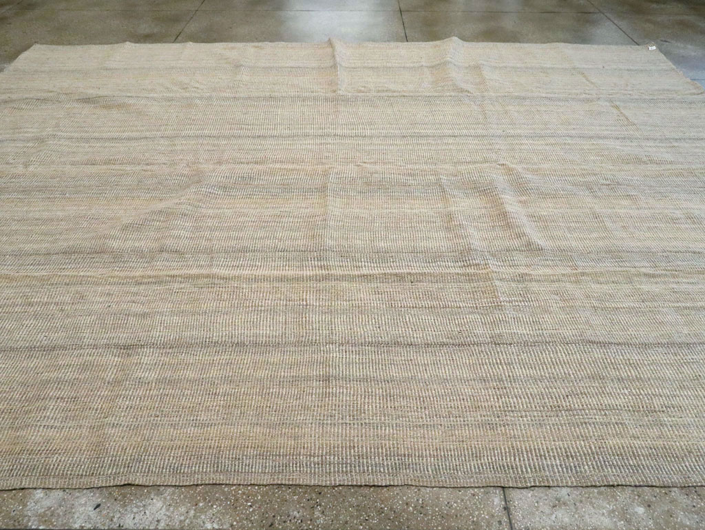 Vintage Persian Room Size Flatweave Rug, No.28373 - Staging