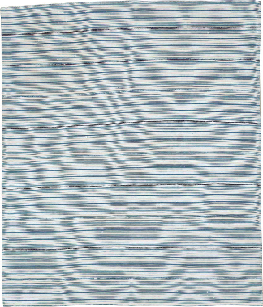 Vintage Persian Flatweave Kilim Square Accent Rug, No.28407 - Staging