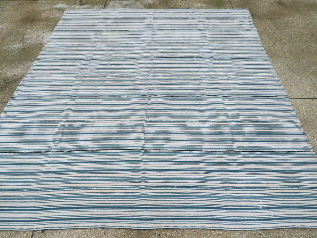 Vintage Persian Flatweave Kilim Square Accent Rug, No.28407 - Staging