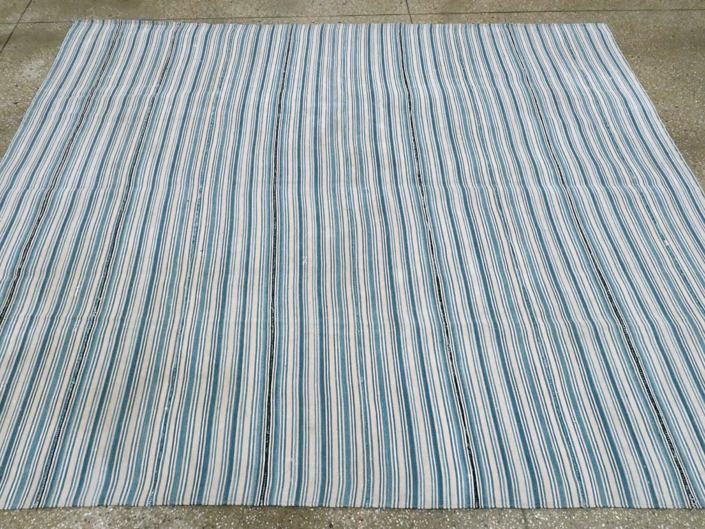 Vintage Persian Flatweave Kilim Square Accent Rug, No.28407 - Staging