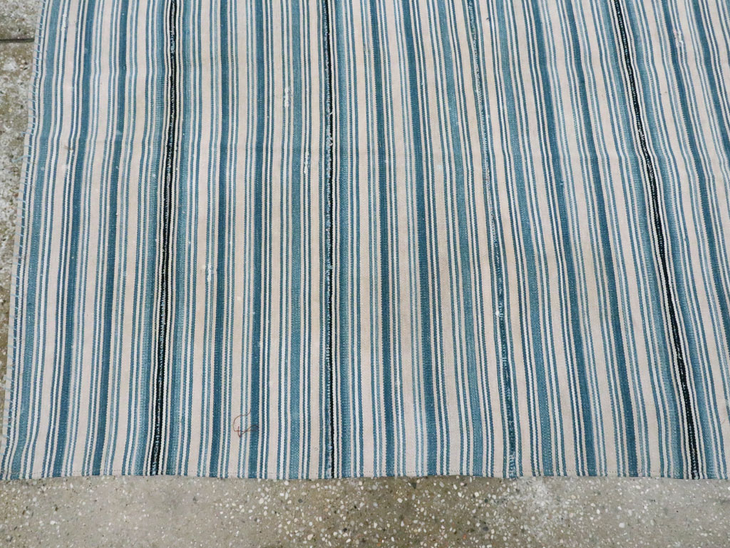 Vintage Persian Flatweave Kilim Square Accent Rug, No.28407 - Staging