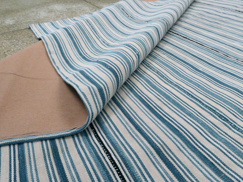 Vintage Persian Flatweave Kilim Square Accent Rug, No.28407 - Staging