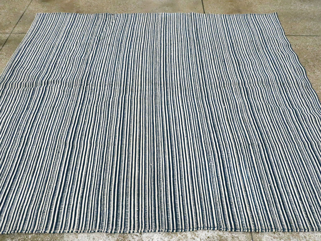 Vintage Persian Flatweave Kilim Square Accent Rug, No.28409 - Staging