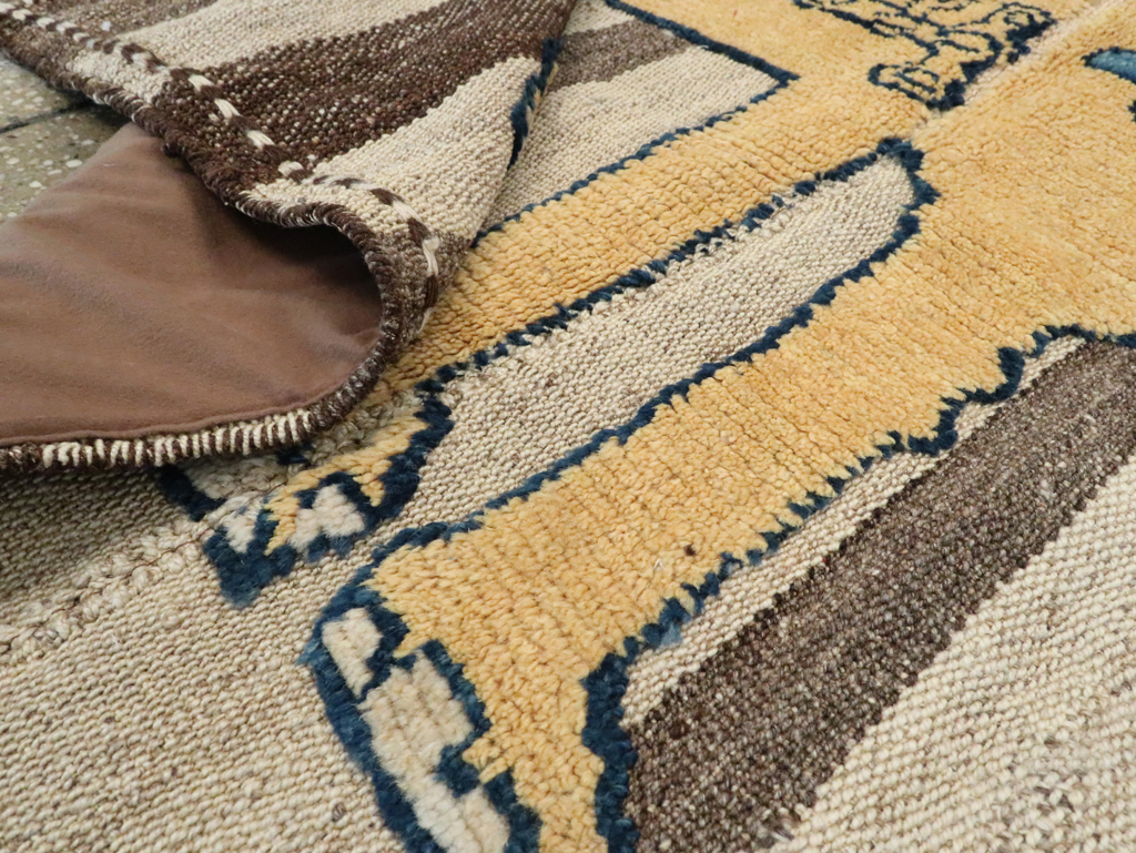 Vintage Persian Pictorial Souf Flatweave Kilim Throw Rug, No.28415 - Staging