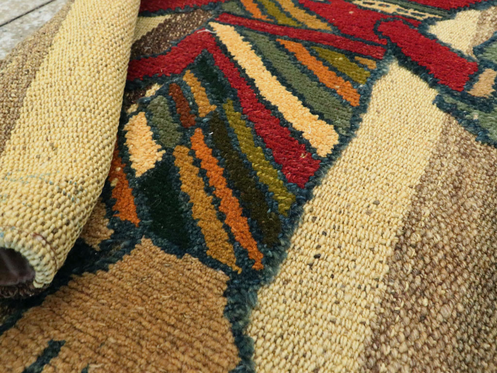 Vintage Persian Pictorial Souf Flatweave Kilim Throw Rug, No.28417 - Staging