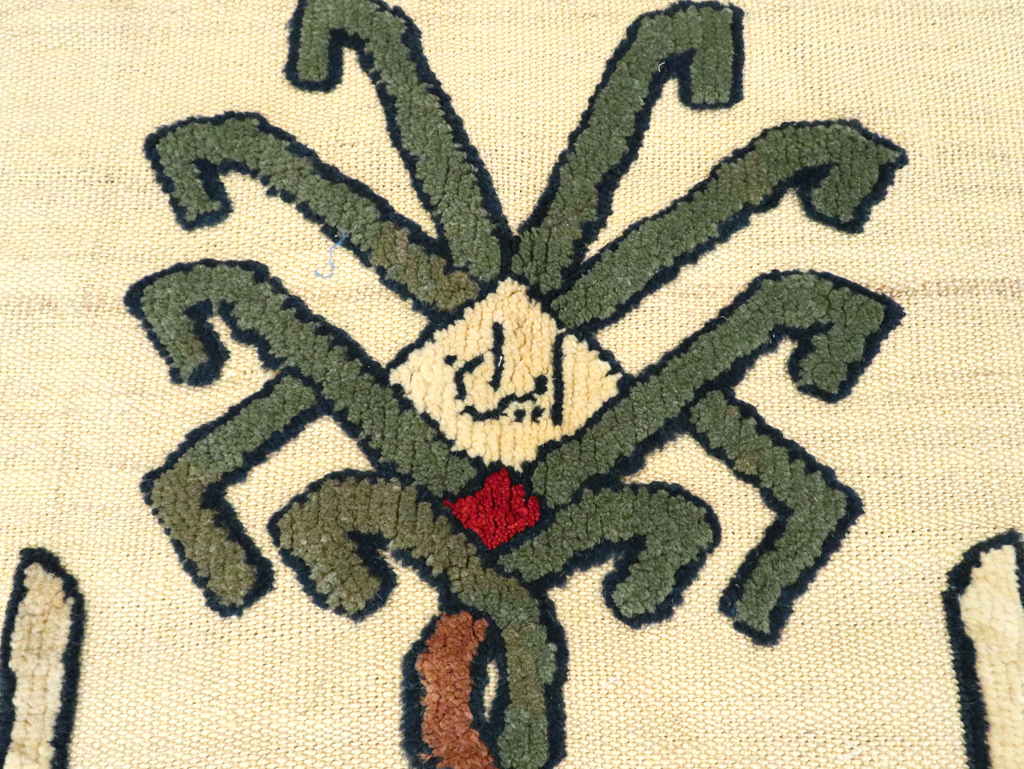 Vintage Persian Pictorial Souf Flatweave Kilim Throw Rug, No.28419 - Staging