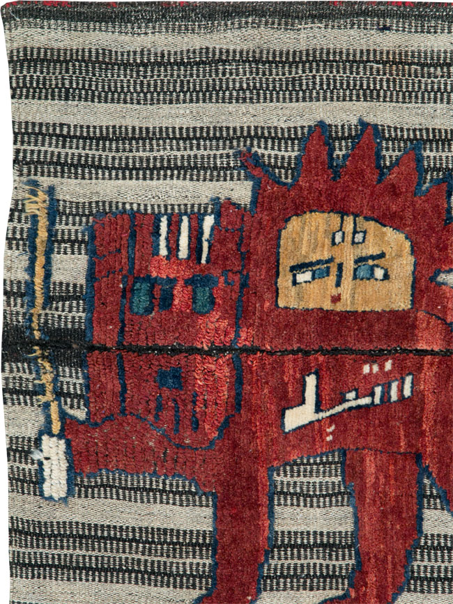 Vintage Persian Pictorial Souf Flatweave Kilim Throw Rug, No.28420 - Staging