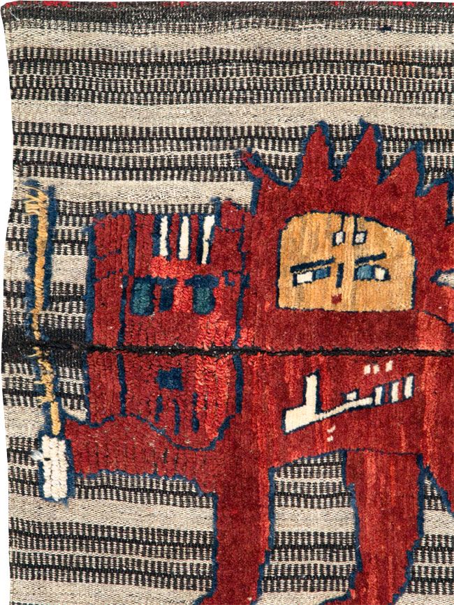 Vintage Persian Pictorial Souf Flatweave Kilim Throw Rug, No.28420 - Staging