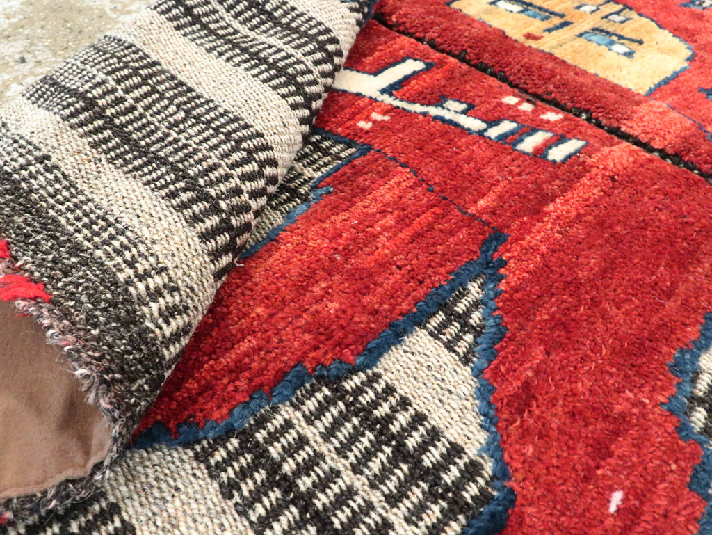 Vintage Persian Pictorial Souf Flatweave Kilim Throw Rug, No.28420 - Staging