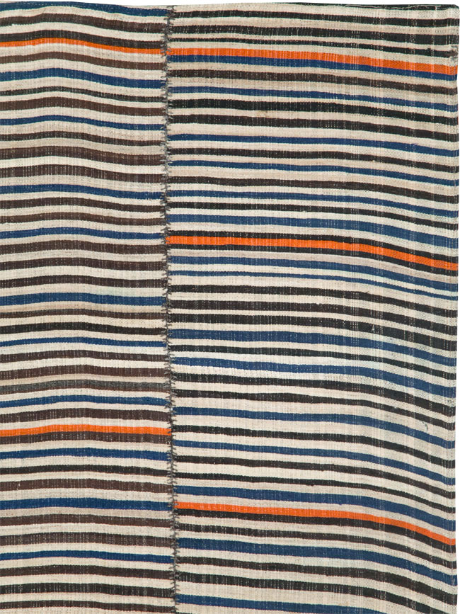 Vintage Persian Flatweave Kilim Square Accent Carpet, No.28421 - Staging