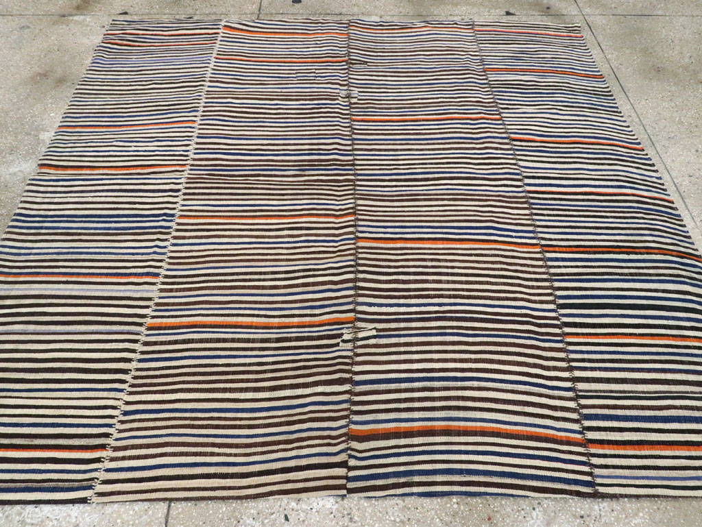 Vintage Persian Flatweave Kilim Square Accent Carpet, No.28421 - Staging