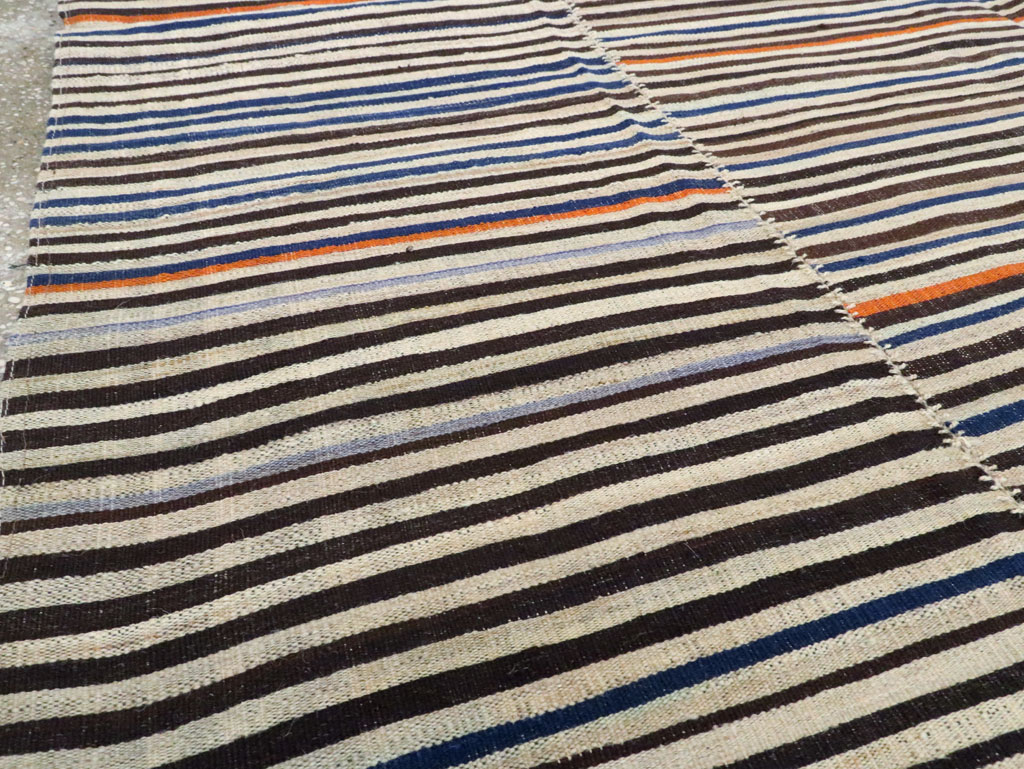 Vintage Persian Flatweave Kilim Square Accent Carpet, No.28421 - Staging