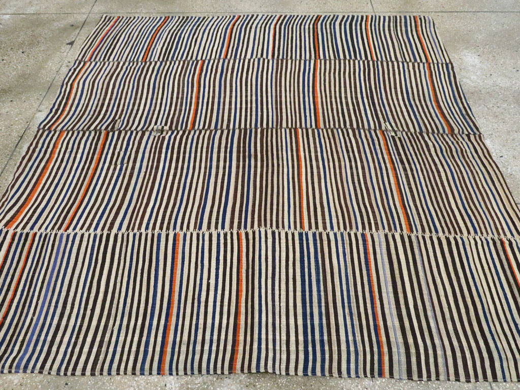 Vintage Persian Flatweave Kilim Square Accent Carpet, No.28421 - Staging