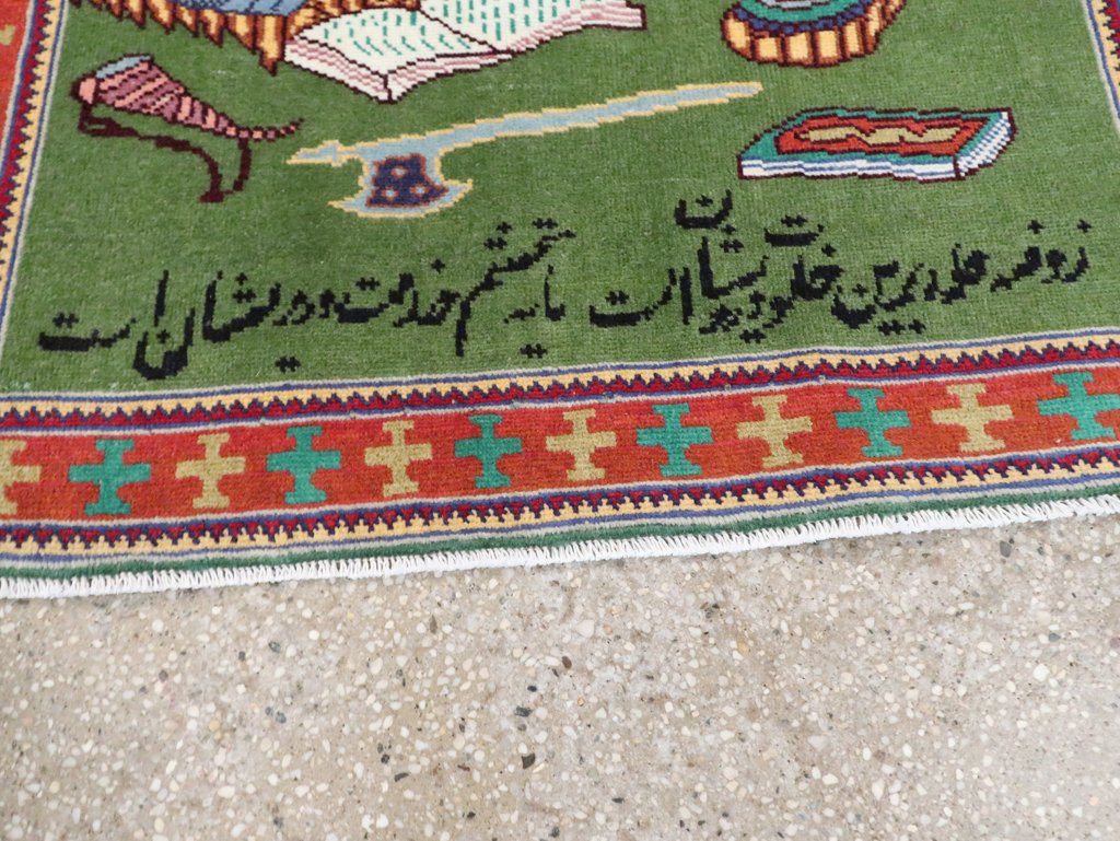 Vintage Persian Tabriz Pictorial Rug, No.28431 - Staging