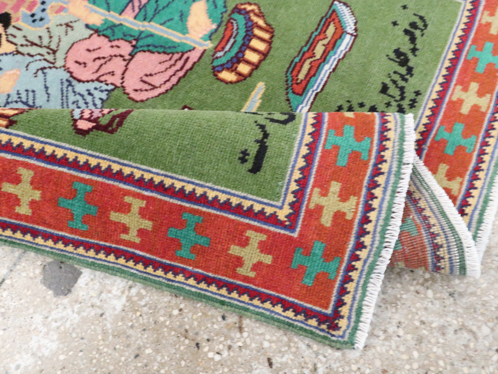 Vintage Persian Tabriz Pictorial Rug, No.28431 - Staging