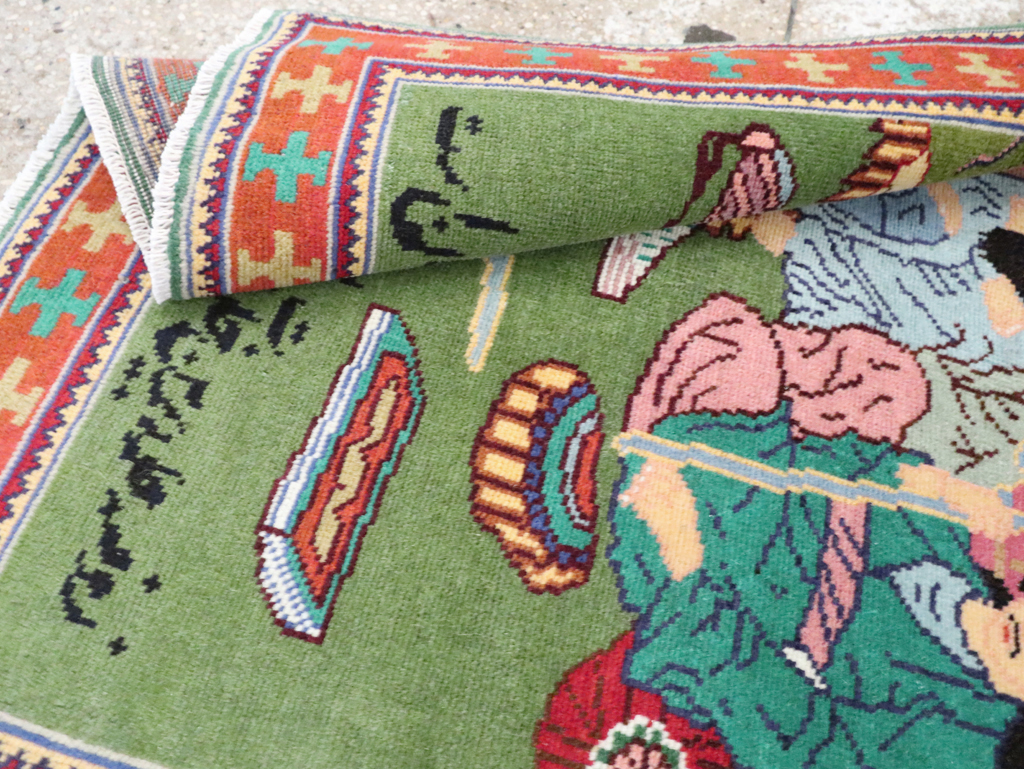 Vintage Persian Tabriz Pictorial Rug, No.28431 - Staging