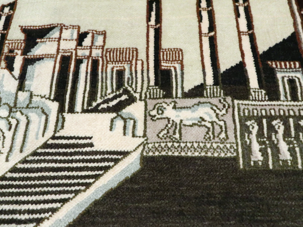 Vintage Persian Tabriz Pictorial Rug, No.28438 - Staging