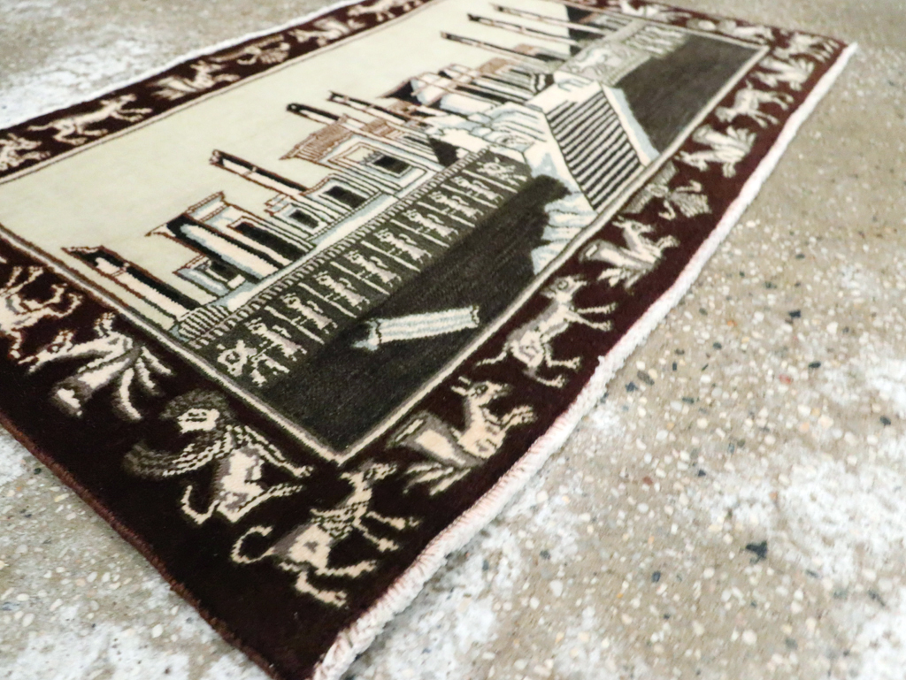 Vintage Persian Tabriz Pictorial Rug, No.28438 - Staging