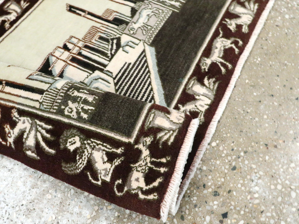 Vintage Persian Tabriz Pictorial Rug, No.28438 - Staging