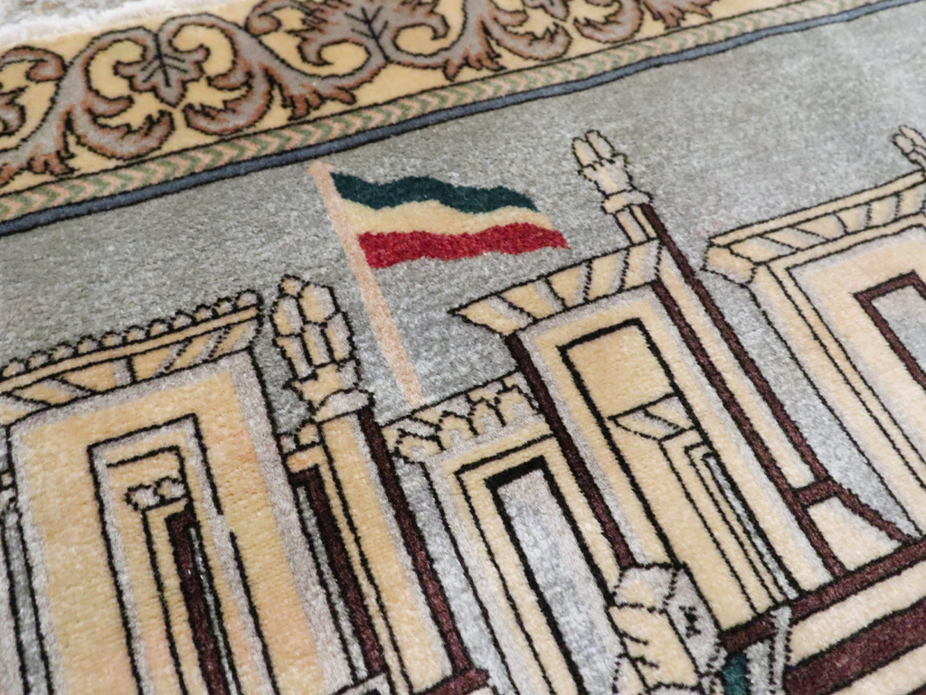 Vintage Persian Tabriz Pictorial Rug, No.28439 - Staging