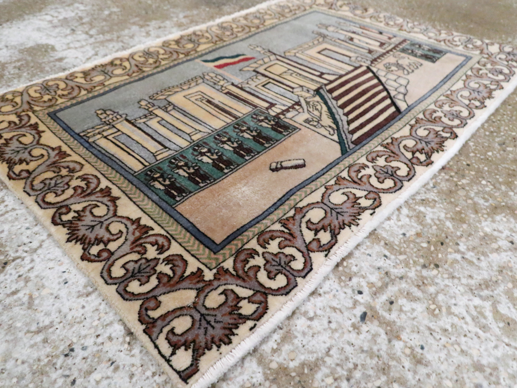 Vintage Persian Tabriz Pictorial Rug, No.28439 - Staging