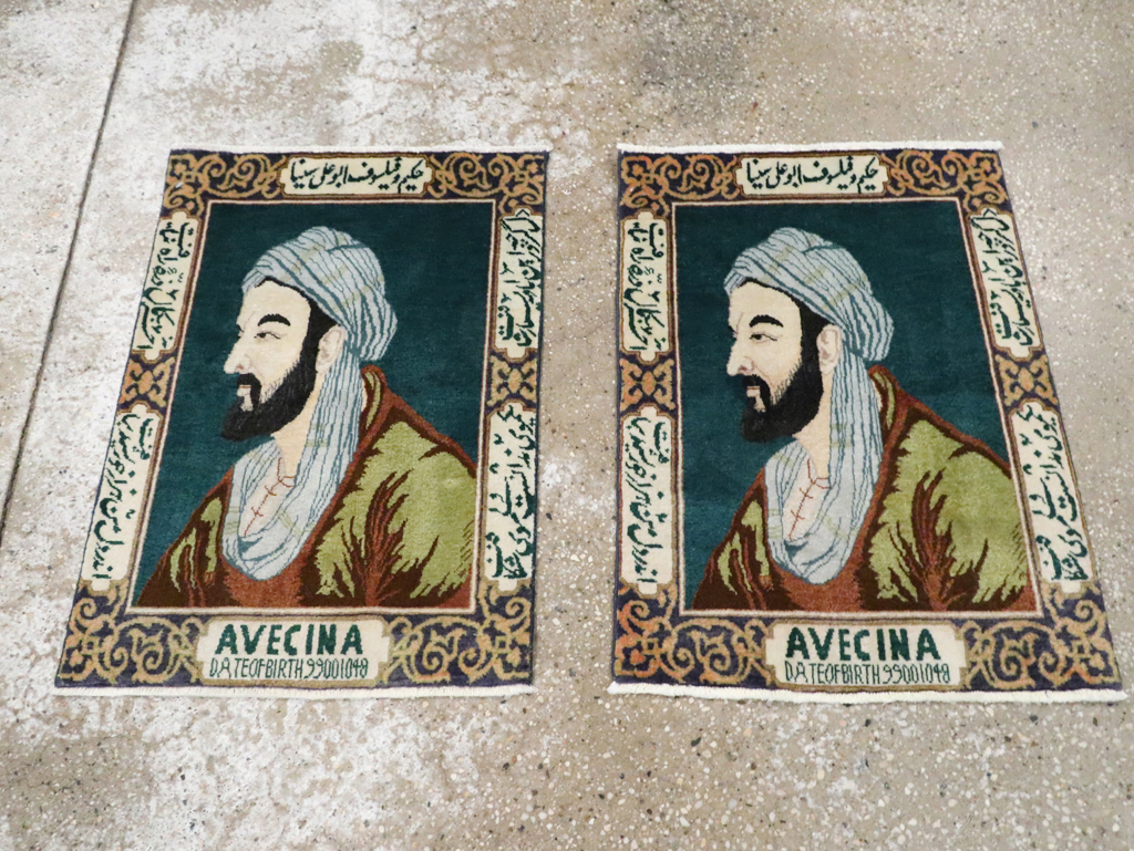 Vintage Persian Tabriz Pictorial Rug (Pair: 1 of 2), No.28442 - Staging