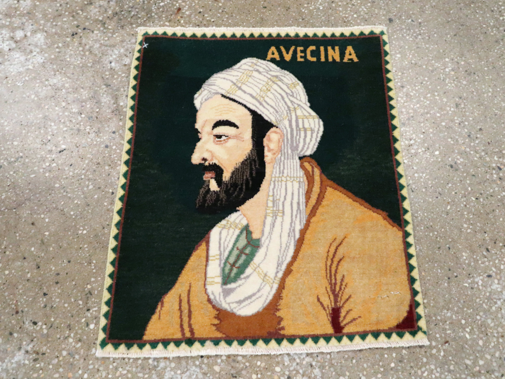 Vintage Persian Tabriz Pictorial Rug, No.28444 - Staging