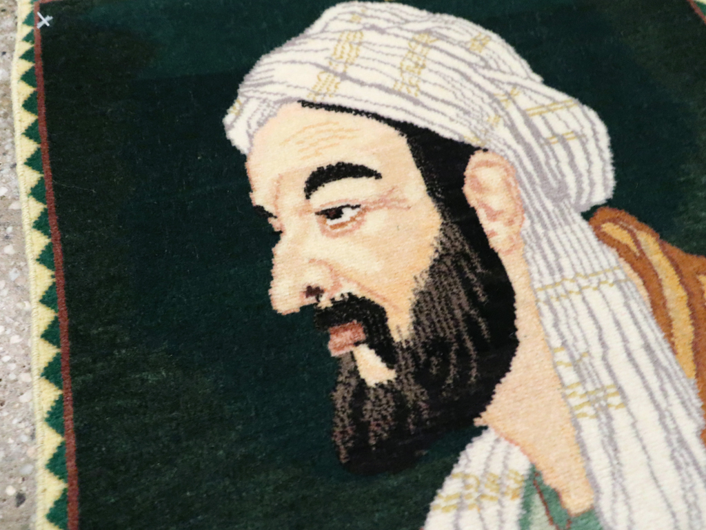 Vintage Persian Tabriz Pictorial Rug, No.28444 - Staging