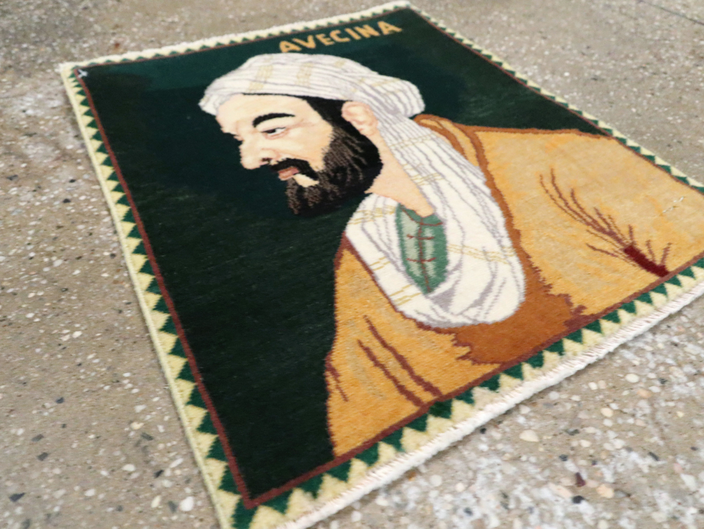 Vintage Persian Tabriz Pictorial Rug, No.28444 - Staging