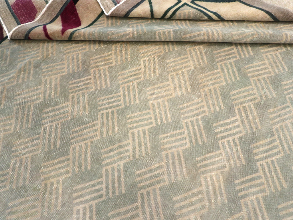 Antique Indian Art Deco Style Large Carpet, No.28449 - Staging