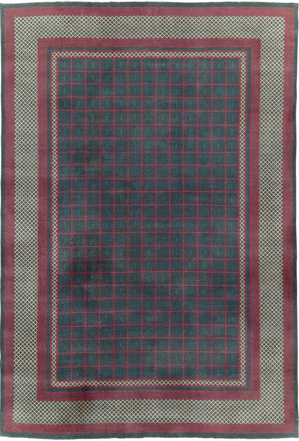 Vintage Indian Lahore Room Size Carpet, No.28450 - Staging