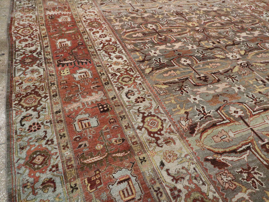 Antique Persian Bidjar Large Room Size Carpet, No.28462 - Staging