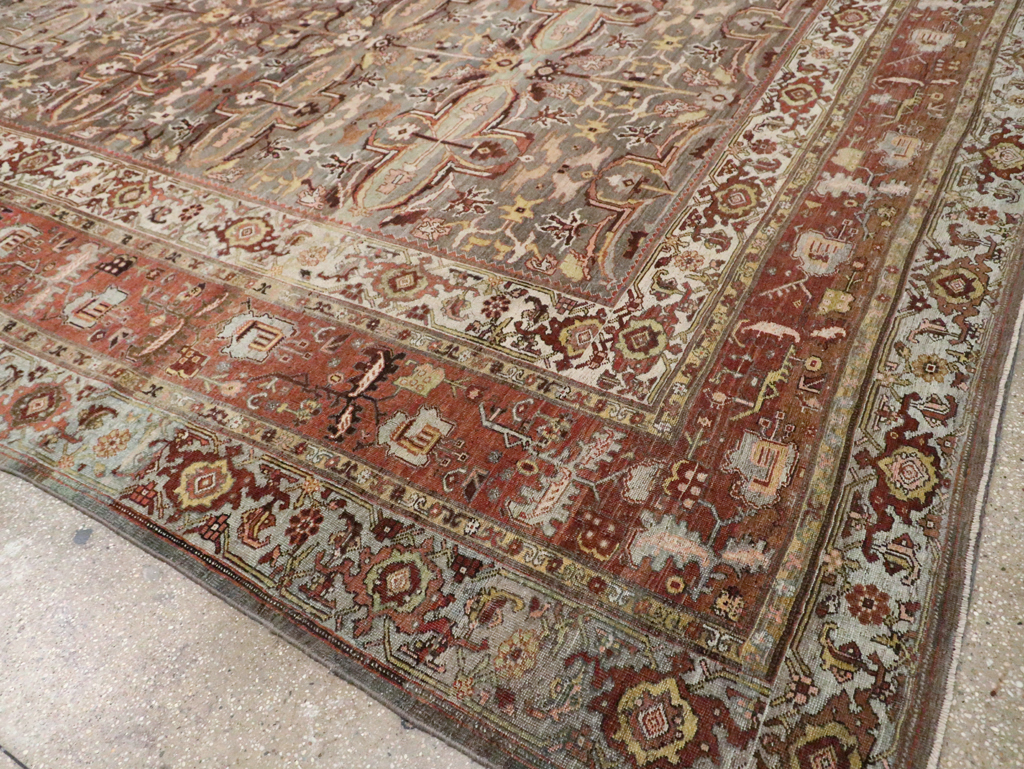 Antique Persian Bidjar Large Room Size Carpet, No.28462 - Staging
