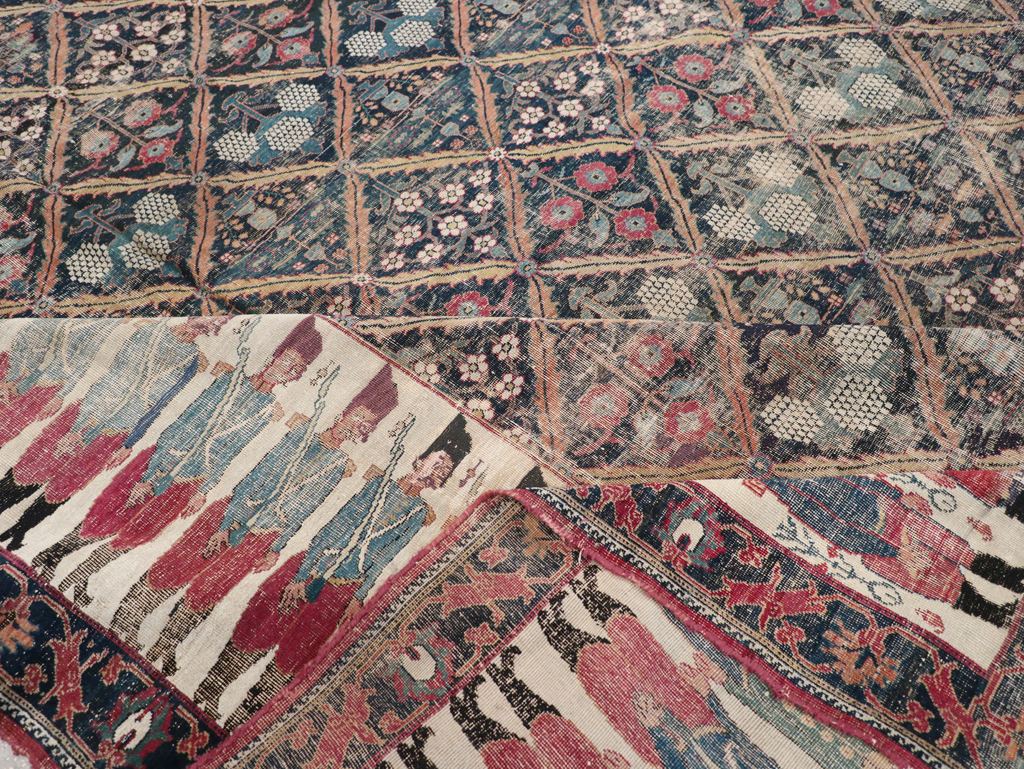 19th Century Antique Persian Joshegan Pictorial Large Carpet, No.28464 - Staging