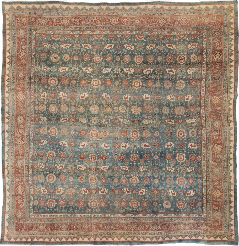 Antique Persian Bidjar Square Room Size Carpet, No.28469 - Staging